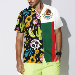 Mexican Skull Guitar Flag Hawaiian Shirt - Hyperfavor