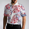 Seamless Tropical Pattern Golf Skull America Polo Shirt, Texas Bluebonnet Golf Shirt For Men - Hyperfavor