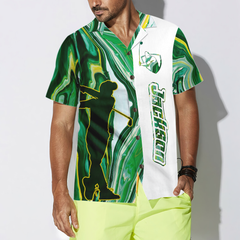Personalized Green Fluid Art Golf Custom Hawaiian Shirt - Hyperfavor