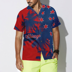 Red & Blue Chicago Hawaiian Shirt - Hyperfavor