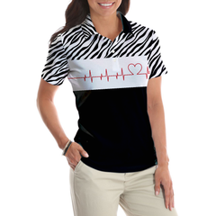 My Heart Beats For Golf Short Sleeve Women Polo Shirt - Hyperfavor