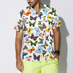 Watercolor Butterflies Hawaiian Shirt - Hyperfavor
