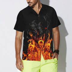 Fire Skeletons Night Party Hawaiian Shirt - Hyperfavor