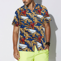 Tiger Surfer Roaring Waters Hawaiian Shirt - Hyperfavor