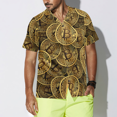 Realistic Seamless Bitcoin Cryptocurrency Hawaiian Shirt - Hyperfavor