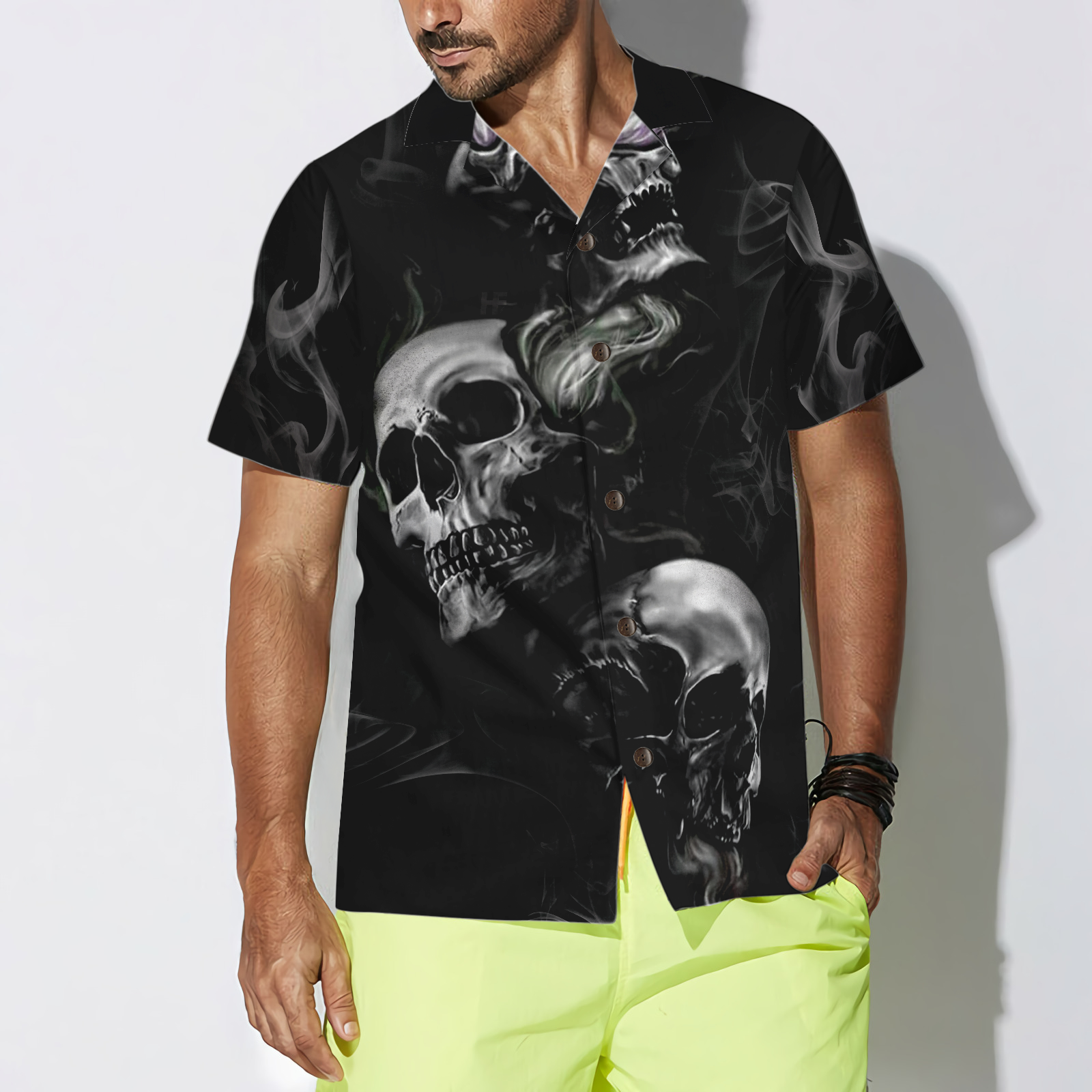 Luxury Skull Smoke Hawaiian Shirt - Hyperfavor