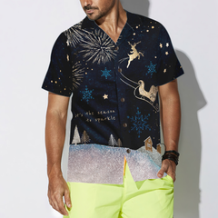Hyperfavor Christmas Hawaiian Shirts, Reindeer Snow Dark Shirt Short Sleeve, Christmas Shirt Idea Gift For Men and Women - Hyperfavor