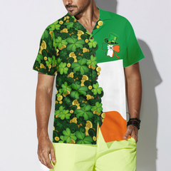 Gold Coins Shamrock Saint Patrick's Day Irish Ireland Flag Hawaiian Shirt - Hyperfavor