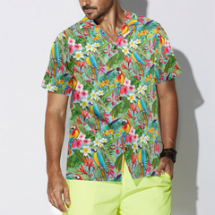 Tropical Floral Parrots Hawaiian Shirt - Hyperfavor