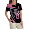 Flowers Faith Hope Love Pink Breast Cancer Awareness Short Sleeve Women Polo Shirt, Awareness Ribbon Polo Shirt For Ladies - Hyperfavor