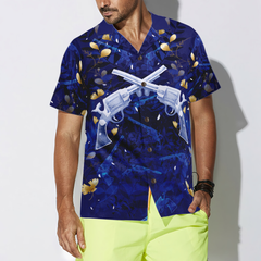 Vintage Gun Blue Hawaiian Shirt For Men - Hyperfavor