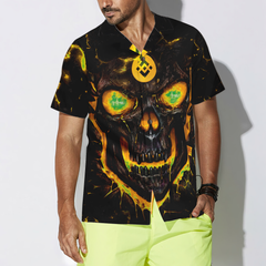 Binance Coin Skull Fire Hawaiian Shirt - Hyperfavor