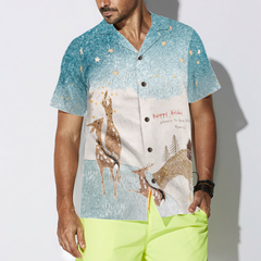 Hyperfavor Reindeer Snow Light Hawaiian shirt, Christmas Shirts Short Sleeve Button Down Shirt For Men And Women - Hyperfavor
