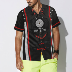 Black American Flag Golf Hawaiian Shirt - Hyperfavor