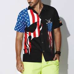 Skull Golf With American Flag Hawaiian Shirt - Hyperfavor