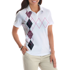 I Only Work To Support My Golf Addiction Golf Short Sleeve Women Polo Shirt, Funny White And Pink Golf Shirt For Ladies - Hyperfavor