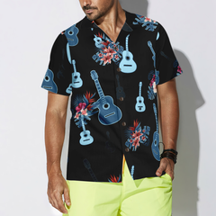 Tropical Guitar & Leaves Hawaiian Shirt - Hyperfavor