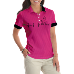 Heartbeat Golf Lady Pink Golf Short Sleeve Women Polo Shirt, Best Golf Gift For Women - Hyperfavor