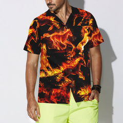 Flaming Horses Shirt For Men Hawaiian Shirt - Hyperfavor