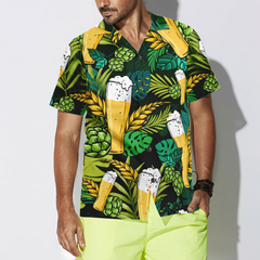 Beer Hawaiian Shirt For Men, Beer Lovers Aloha Shirts, Green Tropical Shirt - Hyperfavor