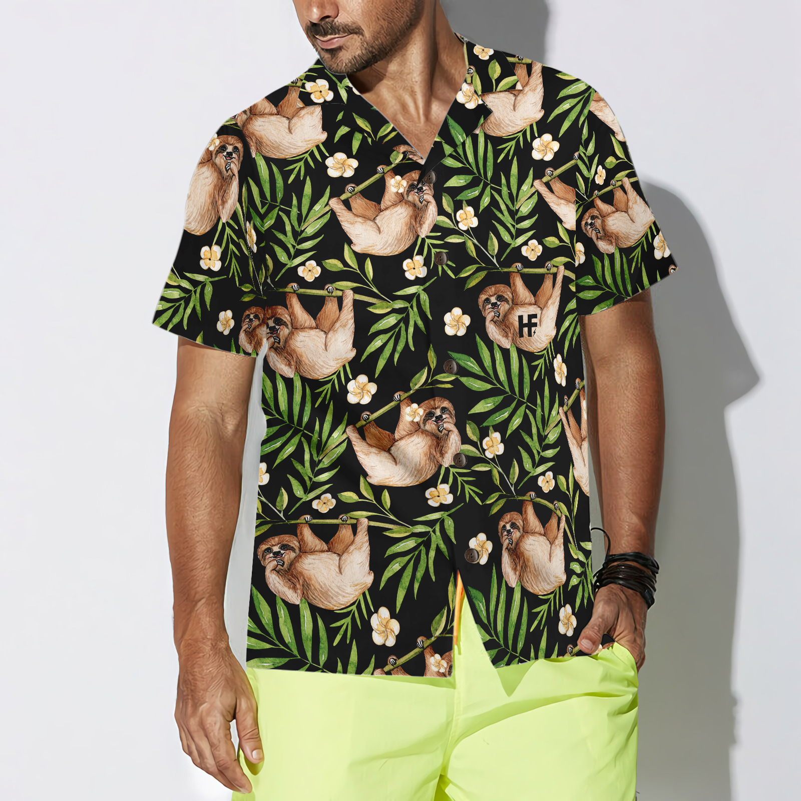 Lazy Sloths In Tropical Leaves Hawaiian Shirt - Hyperfavor