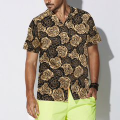 Midnight Rose Gold Hawaiian Shirt - Hyperfavor