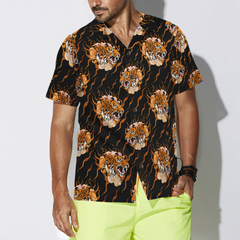 Oriental Tattoo Style Tiger Hawaiian Shirt - Hyperfavor