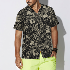 Guns And Skulls Pattern Hawaiian Shirt - Hyperfavor