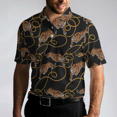 Tiger Line Polo Shirt, Cool Tiger Polo Shirt For Men, Tiger Shirt Short Sleeve, Gift For Tiger Lover - Hyperfavor