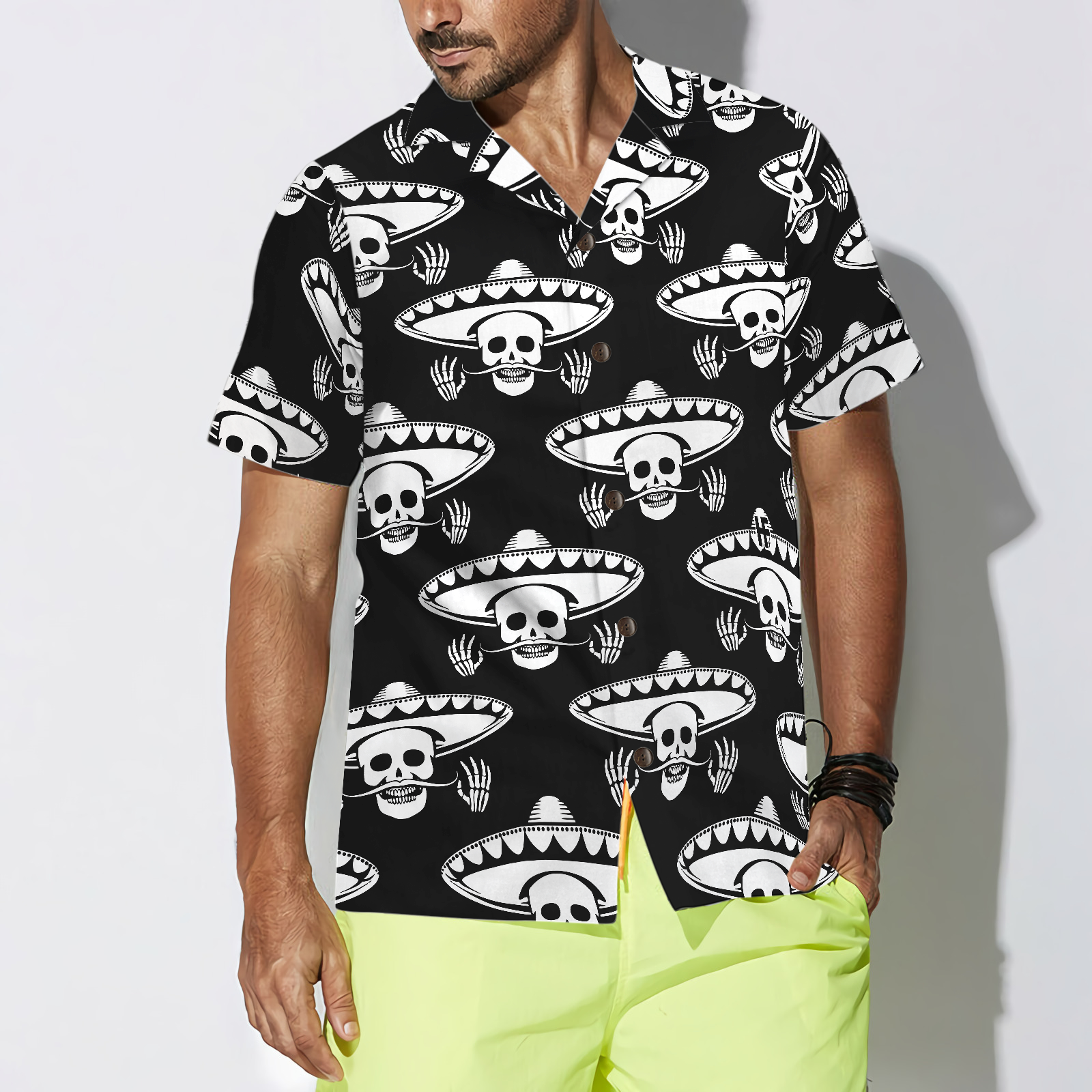 Mustache Skull Mexico Hawaiian Shirt - Hyperfavor