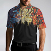 Sky Wavy Abstract Seamless Pattern Polo Shirt, Silhouette Pine Forest Polo Shirt, Black Golf Shirt For Men - Hyperfavor