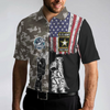 Veteran Fishing With American Flag Polo Shirt, Camouflage Veteran Fisher Sketching Polo Shirt, Patriotic Fishing Shirt For Men - Hyperfavor