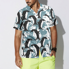 Penguin Seamless Pattern Shirt For Men Hawaiian Shirt - Hyperfavor
