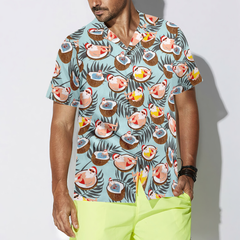Hyperfavor Christmas Hawaiian Shirts, Santa With Coconut Shirt Short Sleeve, Christmas Shirt Idea Gift For Men And Women - Hyperfavor