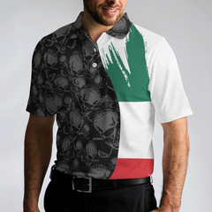 Tacos & Golf That's Why I Am Here Polo Shirt, Skull Pattern Golfing Shirt Design, Tacos Golf Shirt - Hyperfavor