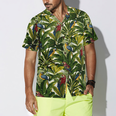 Exotic Parrots Tropical Leaves Hawaiian Shirt - Hyperfavor