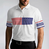 American Golfer Golfing Polo Shirt, Strips Barcode American Flag Polo Shirt, Patriotic Golf Shirt For Men - Hyperfavor