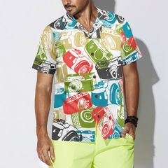 Vintage Hand Drawn Cameras Hawaiian Shirt - Hyperfavor