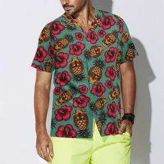 Retro Pineapple Skull Pattern Hawaiian Shirt - Hyperfavor