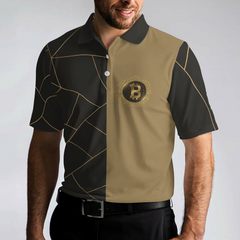 Golden Bitcoin Cryptocurrency Polo Shirt, Best Cryptocurrency Short Sleeve Polo Shirt For Adults - Hyperfavor