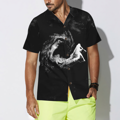 Baseball Player On Smoke Background Hawaiian Shirt - Hyperfavor