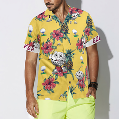 Golfer Pineapple Seamless Pattern Custom Hawaiian Shirt - Hyperfavor