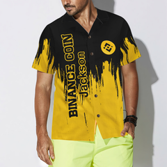 Binance Coin Black And Yellow Custom Hawaiian Shirt - Hyperfavor