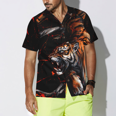 Tiger In The Dark Shirt For Men Hawaiian Shirt - Hyperfavor