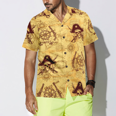 Skull Pirates Of The Ancient Sea Map Hawaiian Shirt - Hyperfavor