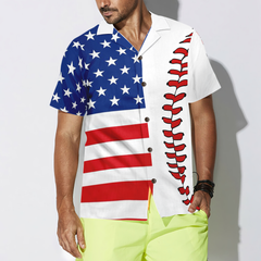 Baseball American Flag Hawaiian Shirt - Hyperfavor