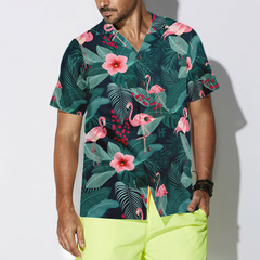 Flamingo Tropical Leaves Palm Hawaiian Shirt - Hyperfavor