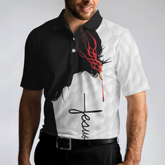 My Head Down When Play Golf And Pray Christian Love Golf Polo Shirt, Christan Golfing Shirt For Men - Hyperfavor