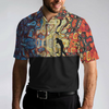 Golf Silhouette With Sky Wavy Abstract Seamless Pattern Polo Shirt, Black Golf Shirt For Men - Hyperfavor