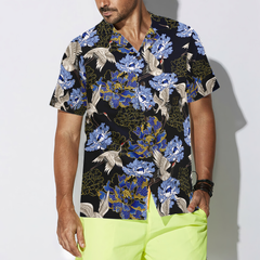 Japanese White Cranes Hawaiian Shirt - Hyperfavor